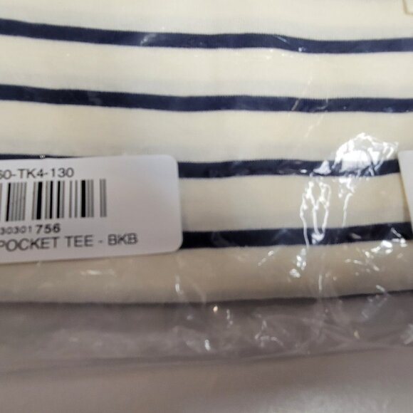 HANNA ANDERSSON Short Sleeve Pocket Striped Tee Tshirt Top - 130 (8) - (NEW) - Picture 3 of 5